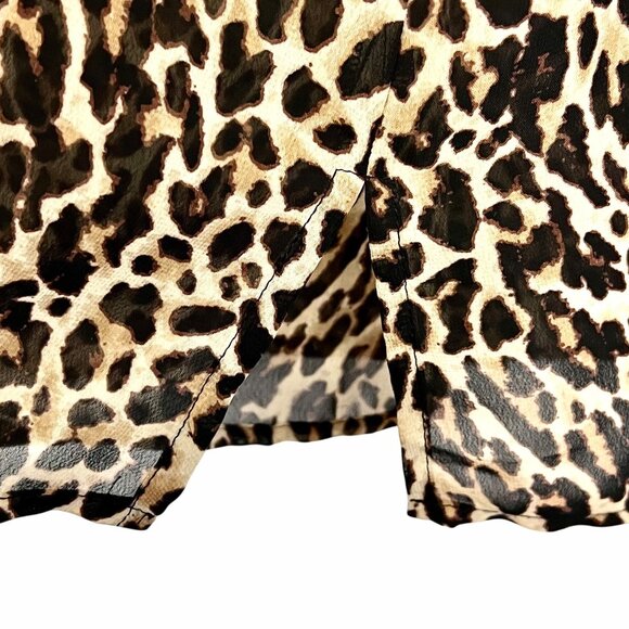 Lane Bryant Women's Leopard Print Blouse 22/24 Button Front Roll Tab Sleeve EUC - Picture 5 of 14